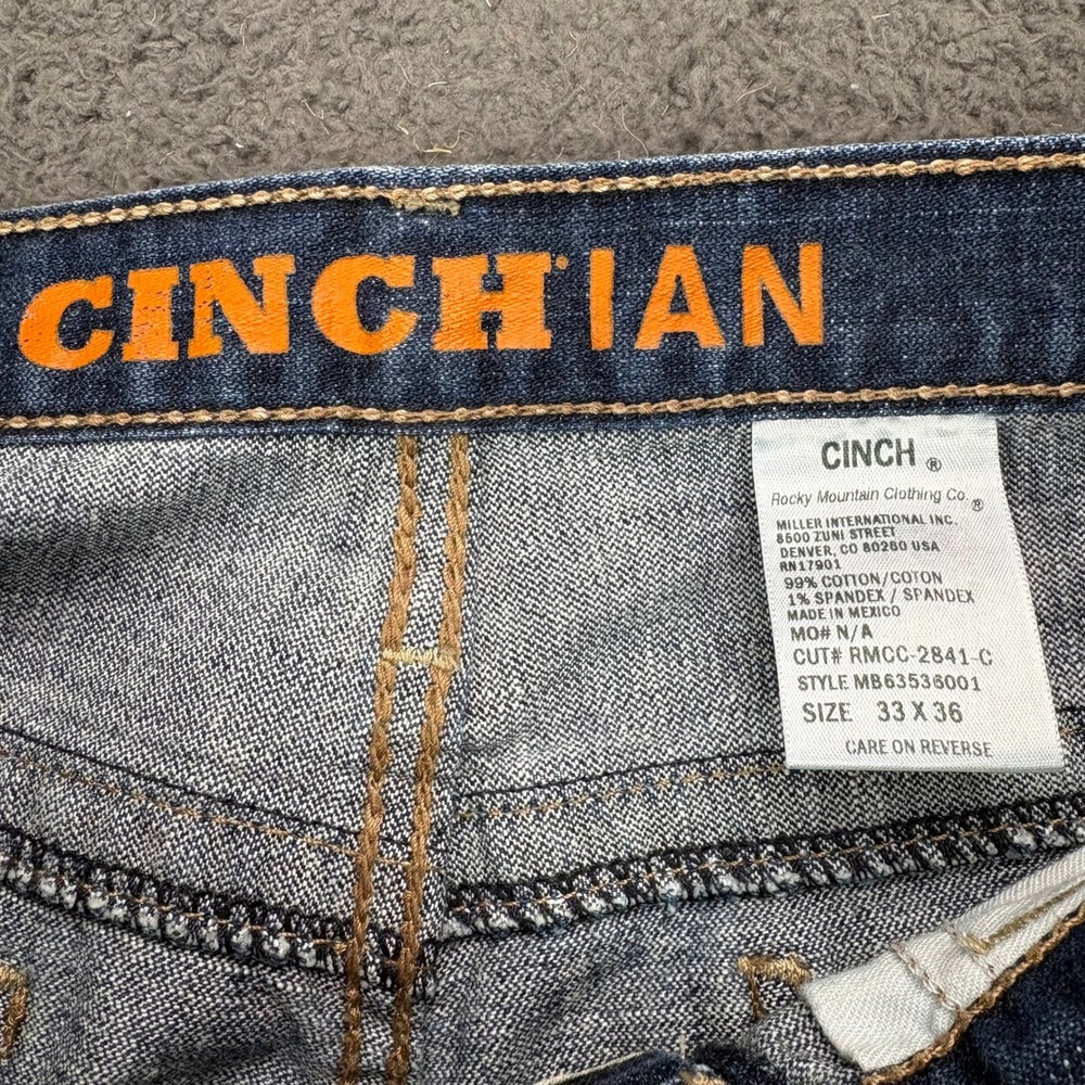 Cinch Ian Mens Slim Fit Bootcut Jeans Dark Wash Blue Denim 33x36 MB63536001 - Picture 2 of 8